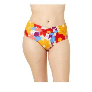 Time and Tru Womens Large Bright Floral High Waist Twist Swim Bottoms Only NWT